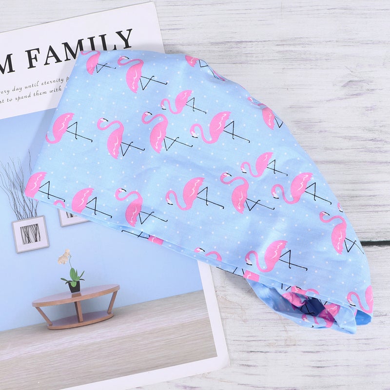 Flamingo Printing Cotton Hat Adjustable Lace-up Working for Kitchen Worker Beautician - Image 1