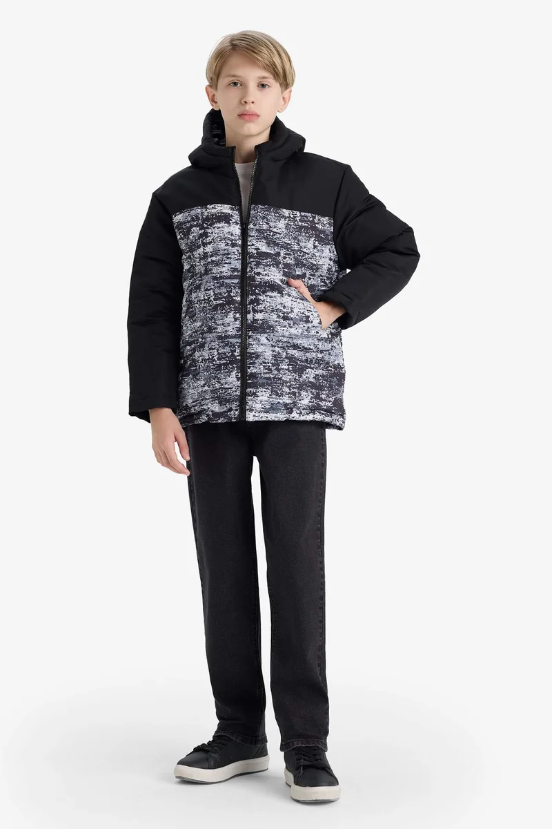 ديفاكتو Boy Hooded Water Repellent Puffer Jacket