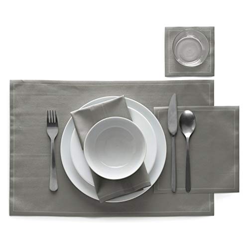 MY DRAP Washable and Reuseable Cloth Placemat - 17.7 x 12.6 in (12 Per Roll, Cotton Taupe) - Image 2