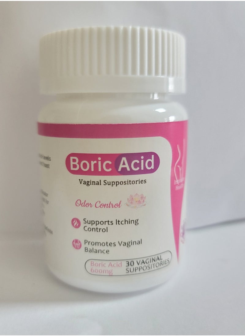 NutraBlast Boric Acid Vaginal Suppositories 30 Count 600mg Intimate Health Support  - Image 1