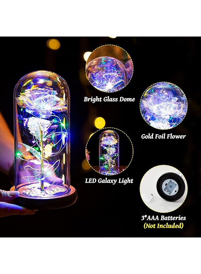 erorex Mothers Day Rose Gifts For Mom Galaxy Rose Flower Gift Roses Gifts For Women Forever Rose In Glass Dome Led Light Up Rose Light Mothers Day Valentines Day Birthday Gifts For Her Mom Grandma Wife - Image 4