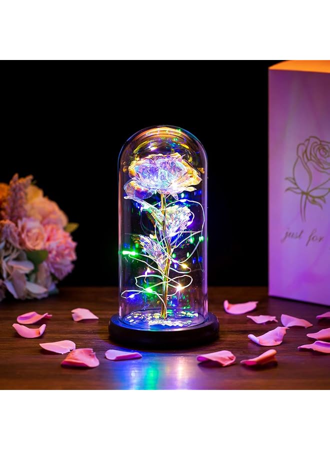 erorex Mothers Day Rose Gifts For Mom Galaxy Rose Flower Gift Roses Gifts For Women Forever Rose In Glass Dome Led Light Up Rose Light Mothers Day Valentines Day Birthday Gifts For Her Mom Grandma Wife - Image 1