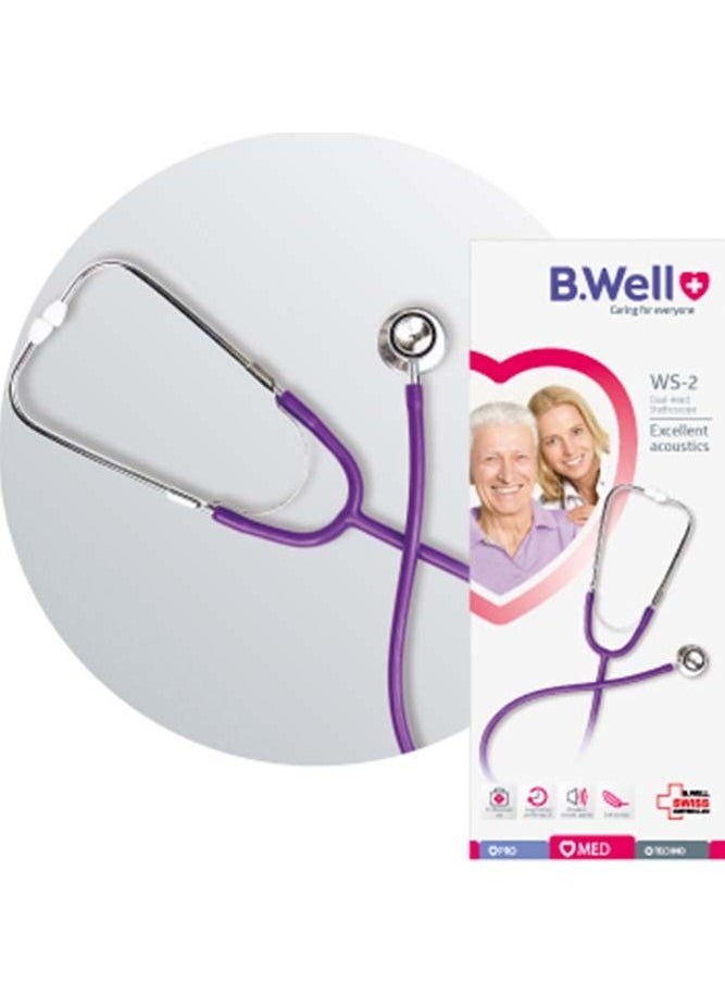 B.Well Swiss سماعة الطبيب الاحترافية WS-2 Lilac مع قطعة صدر مزدوجة الرأس  - Image 1