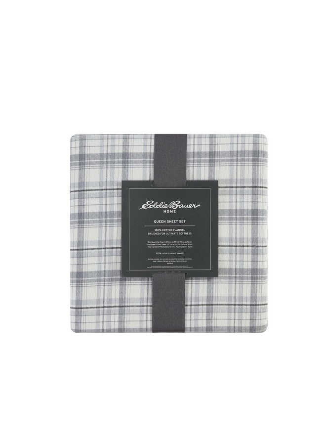 Eddie Bauer Eddie Bauer Beacon Hill Collection 100% Cotton Plaid Flannel Sheet, 4-Piece Bedding Set, Pre-Shrunk and Brushed for Ultra Soft and Cozy Feel, Full, Ivory - Image 3