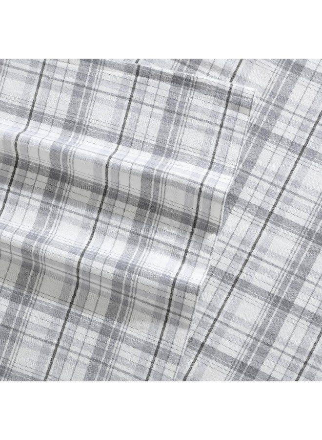 Eddie Bauer Eddie Bauer Beacon Hill Collection 100% Cotton Plaid Flannel Sheet, 4-Piece Bedding Set, Pre-Shrunk and Brushed for Ultra Soft and Cozy Feel, Full, Ivory - Image 2