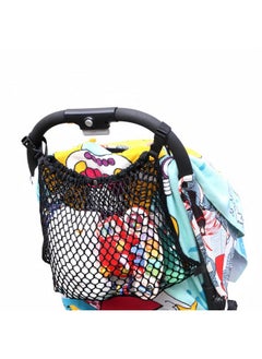 Stroller Caddy Organizer Extra Large Storage Space, Universal Fit Cargo Net Mesh Hanging Bag For Stroller Caddy Accessories Carrying Diaper And Snacks