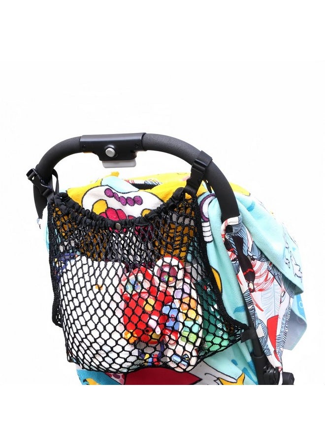 Ymeibe - Stroller Caddy Organizer Extra Large Storage Space, Universal Fit Cargo Net Mesh Hanging Bag For Stroller Caddy Accessories Carrying Diaper And Snacks - Image 1
