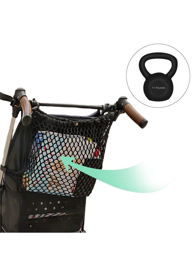 Ymeibe - Stroller Caddy Organizer Extra Large Storage Space, Universal Fit Cargo Net Mesh Hanging Bag For Stroller Caddy Accessories Carrying Diaper And Snacks - Image 1