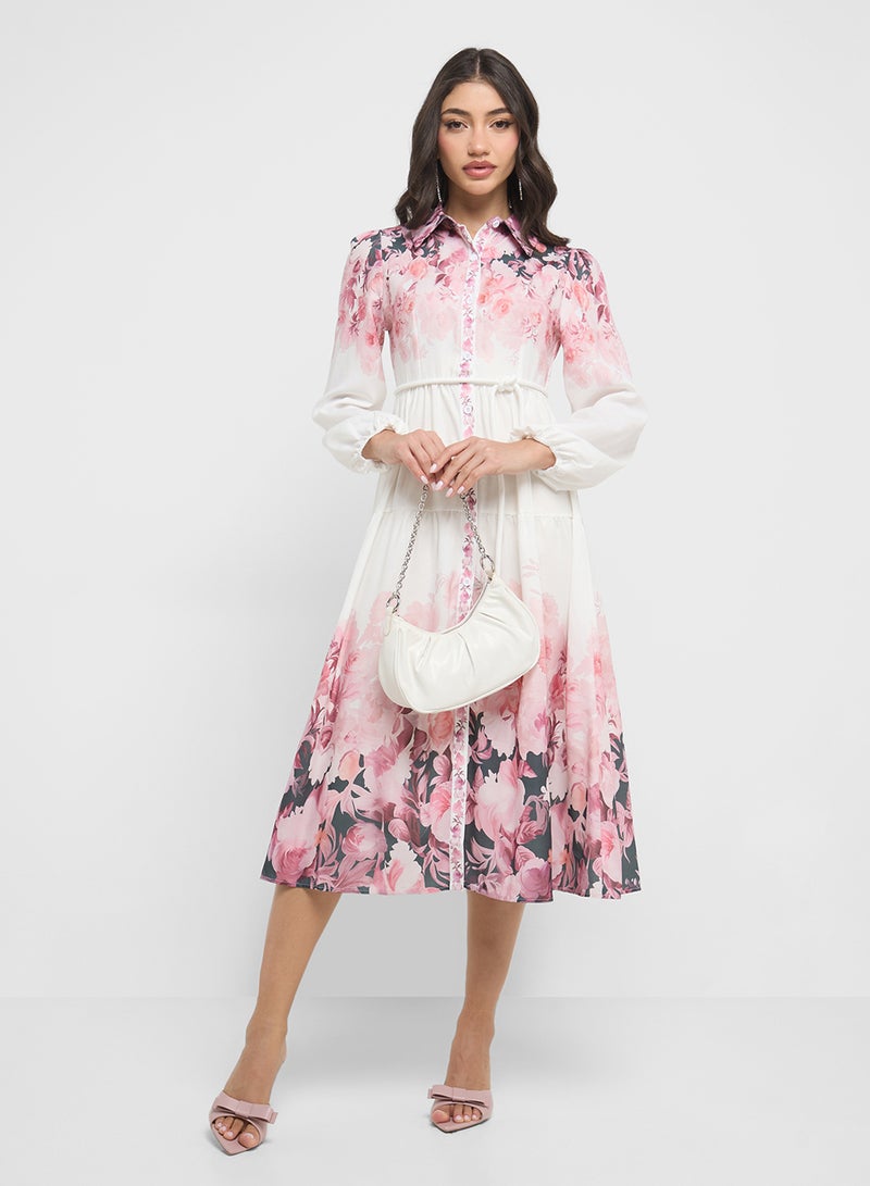 ELLA Floral Print Midi Dress  - Image 4