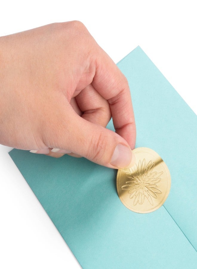 Sutter Signs 250pcs Gold Envelope Seal Stickers, Flowers | Elegant Embossing Gold Foil Wedding Stickers for Invitations, Save The Date, Certificates, Decorative Mailing Labels - Image 2