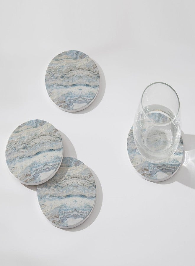 Hoomey Set of 6 Mix Color Abstract Onyx Marble Coasters with Holder, Absorbent Ceramic Coasters for Drinks, Coasters with Cork Backing for Table Protection, Home Decor, Coffee Table Decor - Image 2