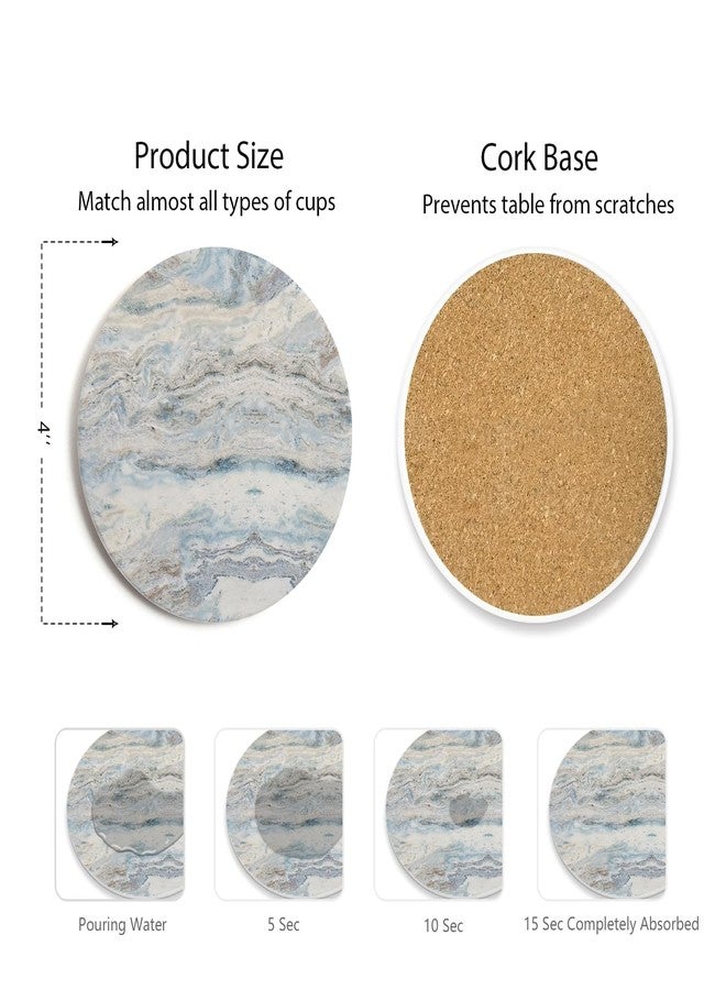 Hoomey Set of 6 Mix Color Abstract Onyx Marble Coasters with Holder, Absorbent Ceramic Coasters for Drinks, Coasters with Cork Backing for Table Protection, Home Decor, Coffee Table Decor - Image 4