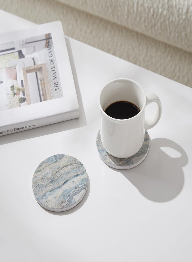 Hoomey Set of 6 Mix Color Abstract Onyx Marble Coasters with Holder, Absorbent Ceramic Coasters for Drinks, Coasters with Cork Backing for Table Protection, Home Decor, Coffee Table Decor - Image 3