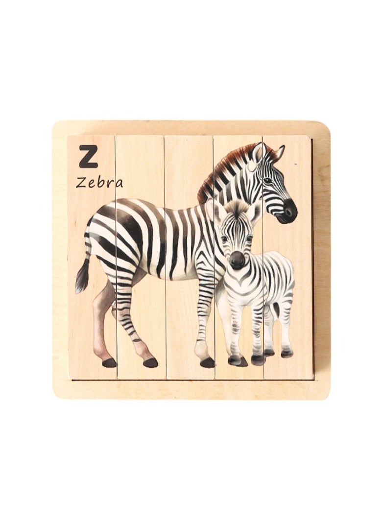 لغز خشبي مونتيسوري للأطفال - مكعبات حيوانات سميكة 4 في 1 مع لوح، 5 ألعاب خشبية صلبة لتنمية المهارات الحركية الدقيقة، هدية للأطفال من عمر 3 سنوات فأكثر - Image 1