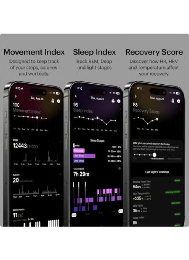 Ring AIR - Advanced Sleep-Tracking Wearable, HRV, Heart Rate & Temperature Monitoring, Track Workout, Movement & Recovery, Water Resistant up to 100 m(Size 10)