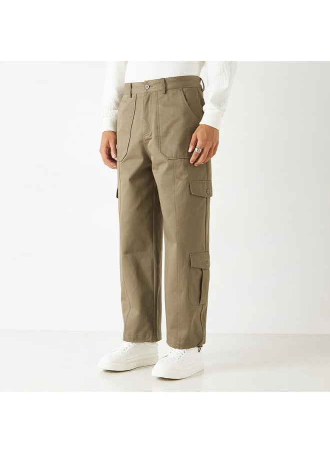 Iconic Iconic Solid Relaxed Fit Pants with Pockets  - Image 1