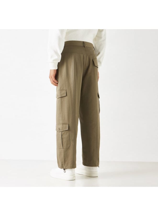Iconic Iconic Solid Relaxed Fit Pants with Pockets  - Image 3