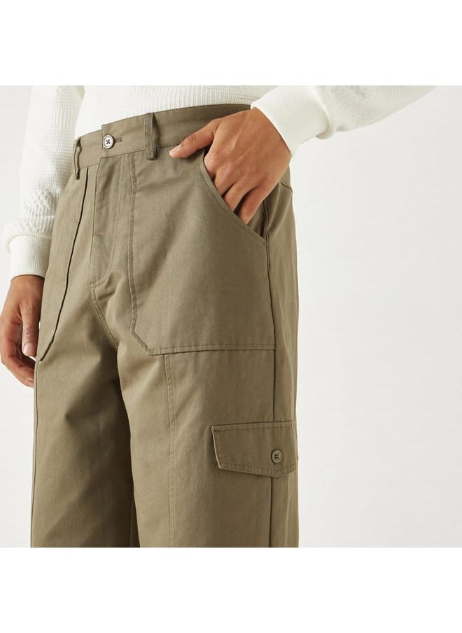 Iconic Iconic Solid Relaxed Fit Pants with Pockets  - Image 4