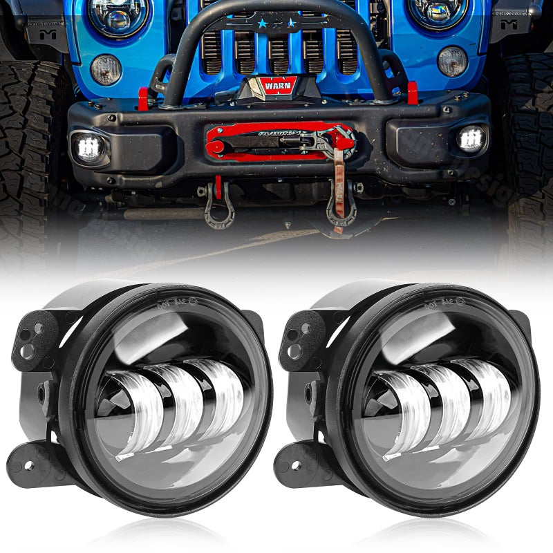 KARSAM 4Inch LED Fog Lights for 20072018 Jeep Wrangler JK JKU 20182024 JLU Front Bumper White Round Fog Light 30W LED Off Road Lights for Driving 4 Fog Lamps Accessories for Jeep Wrangler 2PCS