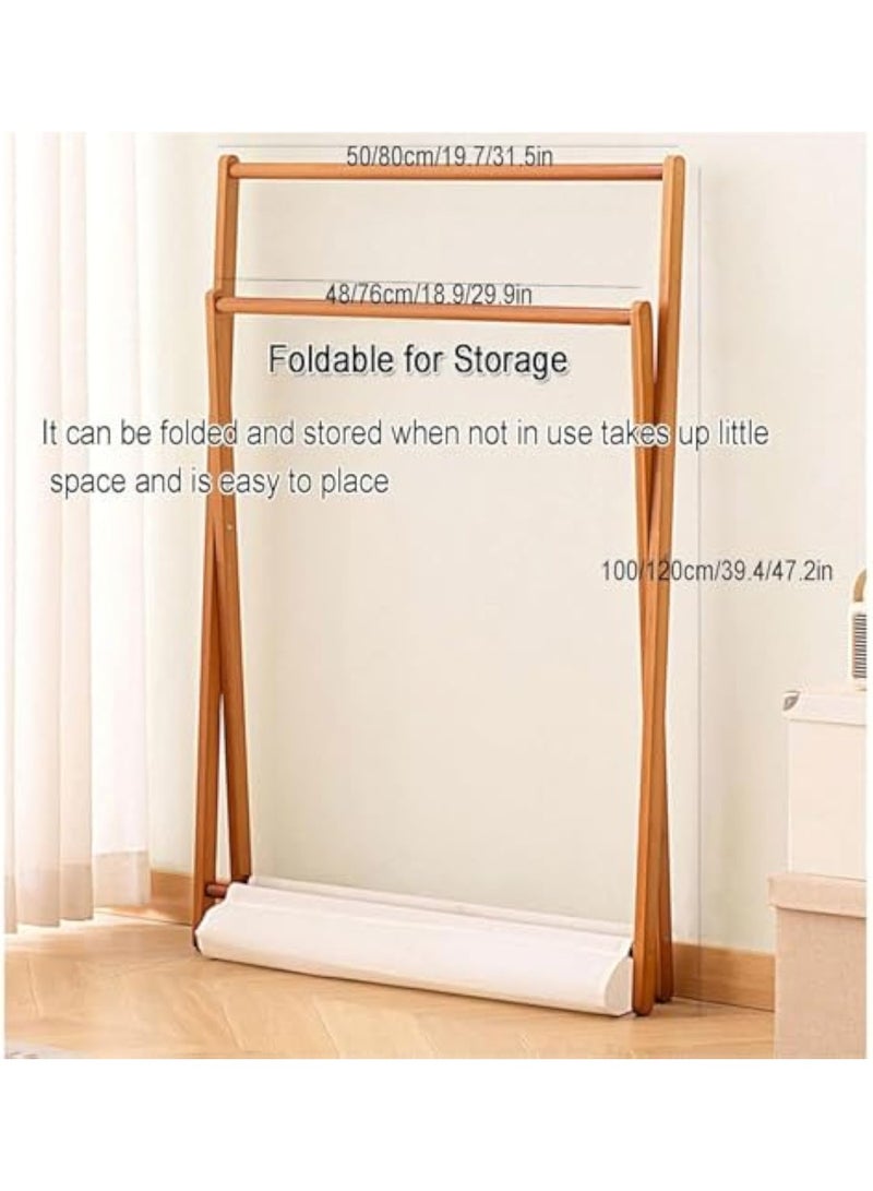 Arabest Foldable Bamboo Coat Rack with Double Rod, freestanding Clothes Drying Rack for Living Room, Bedroom, and Entryway - Image 5