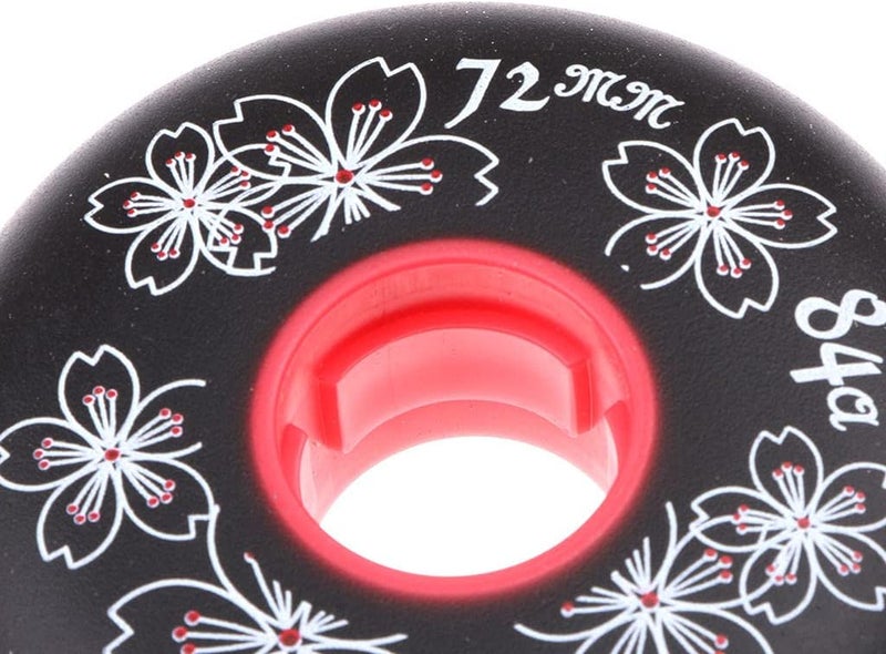 klarako 4 Pieces/Set Inline Skating Wheels Roller Hockey Replacement Wheel  84A, Black/Red, 72mm/76mm/80mm - Image 5