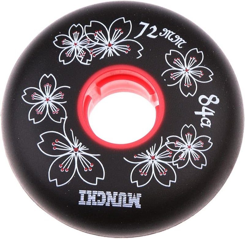 klarako 4 Pieces/Set Inline Skating Wheels Roller Hockey Replacement Wheel  84A, Black/Red, 72mm/76mm/80mm - Image 3