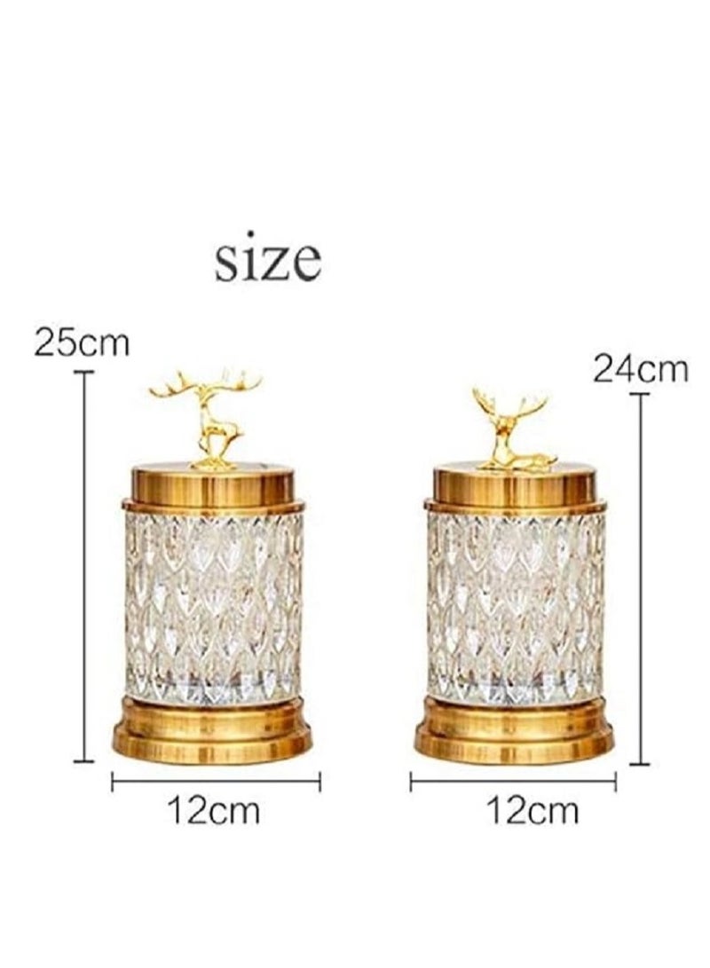 Crystal Glass Storage Canisters with Deer Head Lid - Image 2
