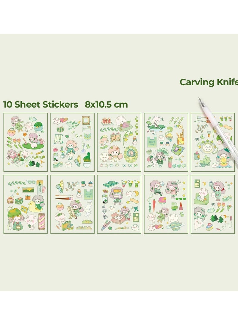 Excefore Cute Washi Tape Memo Pad Stickers Set, Gift Wrapping, Aesthetic Supplies, Planners, Bullet Journal  - Image 3
