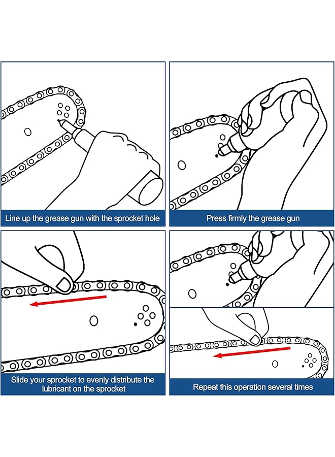 مسدس شحم قطعتين للمناشير،  سلسلة مع شحم  أنف ضرس المنشار،  منشار محمل مسبقًا، مسدس شحم زيت، ملحقات منشار لتزييت جزازات العشب، وماكينات التشذيب، والمنشار - Image 5