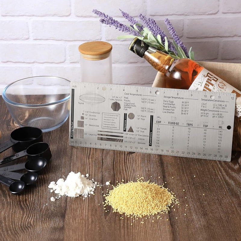 Roxiuc Chef's Culinary Tools Kitchen Ruler-Culinary Ruler for Kitchen Culinary Student and Amateu Chefs Kitchen Accessories (12.28X4.96) - Image 4