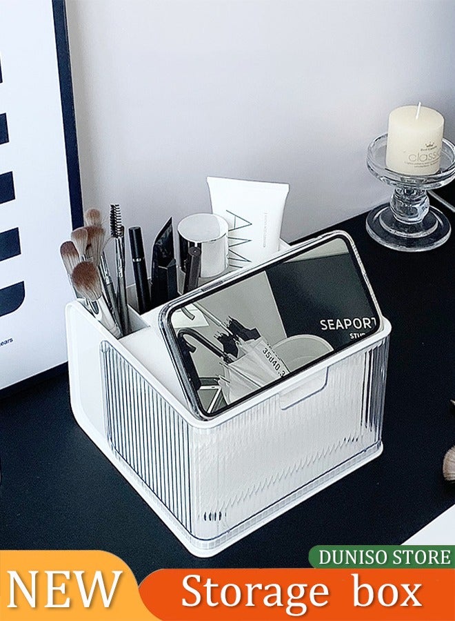 DUNISO Multifunctional desktop tissue storage box, makeup storage box, suitable for home, office, restaurant, RV  - Image 1