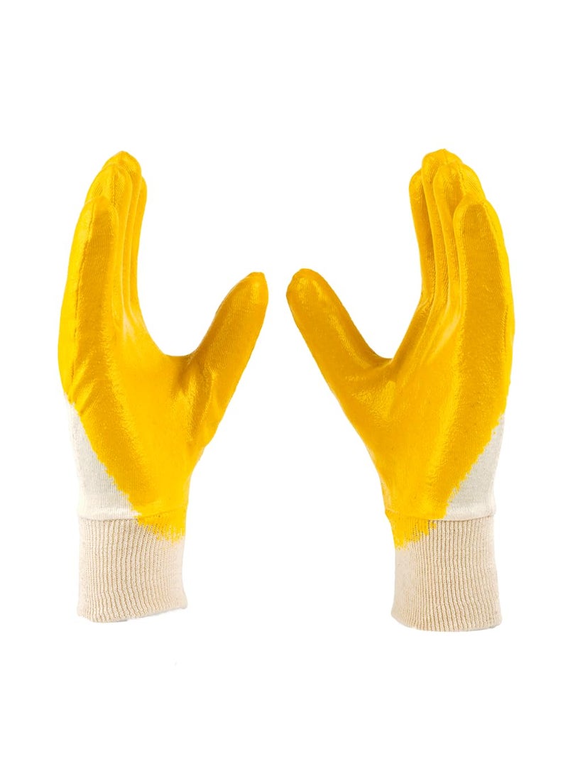 mallcom Mallcom LPKY Yellow 165 GSM Cotton Interlock Cut N Stitch Lite Coated Smooth Finish Nitrile Safety Gloves For Industrial, Household Cleaning, Gardening, Dish-Washing and Scrubbing (Pack of 4)  - Image 4