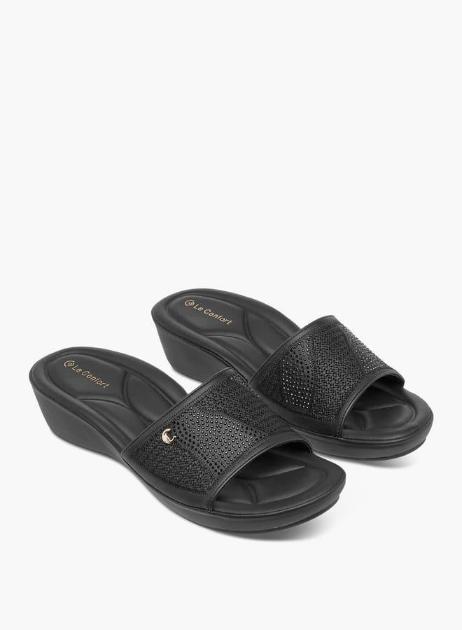 Le Confort Women's Embellished Slip-On Sandals with Wedge Heels Ramadan Collection - Image 3