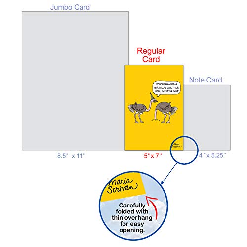 NobleWorks - 1 Happy Birthday Cartoon Greeting Card - Funny Notecard with Envelope, Comic Stationery - Ostrich Party C6966BDG - Image 4
