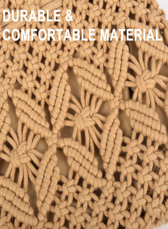 QZUnique Straw Bucket Bag for Women - Crochet Woven Boho handbag Beach Crossbody Purse Macrame Knitted Shoulder Clutch Summer Vacation - Image 4