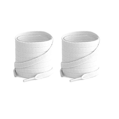 Lify 2 Pair Polyester Flat Shoe Laces for Athletic, Running - 5/16 Wide Shoelaces for Sneakers Shoes Boot Strings (150CM (59.05 Inch), White) - Image 1