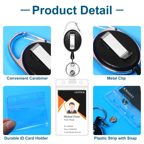 LYDTICK 100 Pcs Retractable Badge Reels & ID Badge Holder, Heavy Duty Badge Holder Clips Bulk ID Card Key Holders with Ring for Nurse Office Work Employee School Supplies - Image 4