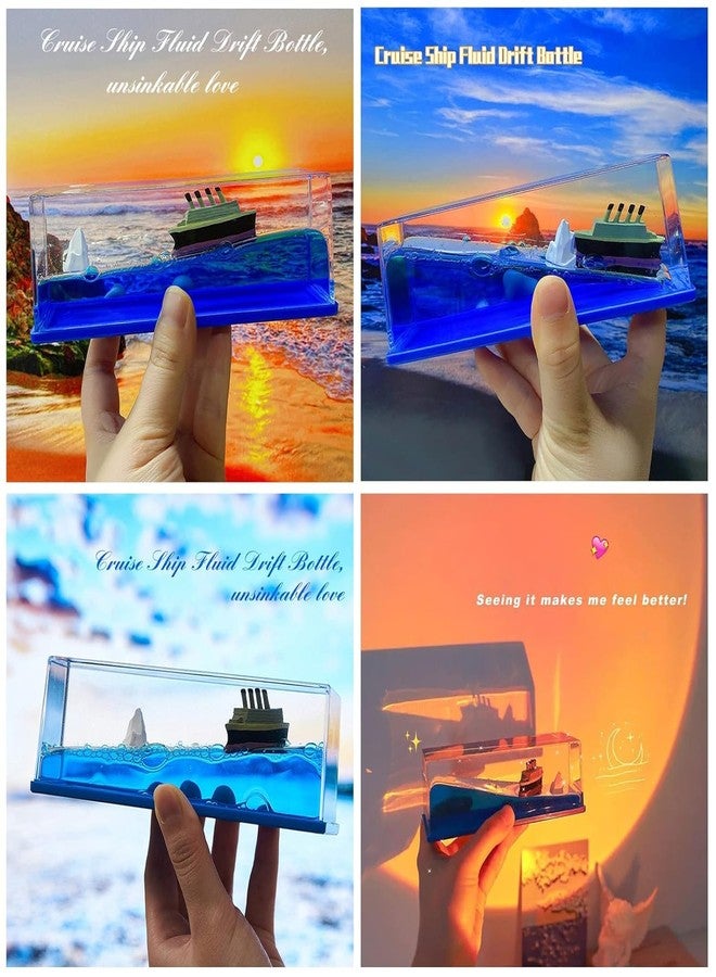 ASUVEK Liquid Wave Cruise Ship Decoration for car Dashboard Titanic Wave Cruise Ship Fluid Drift Floating Boat Wavy Boat in A Box, Unsinkable Titanic Toy Bedroom, Bathroom Play, Desk or Paperweight - Image 5