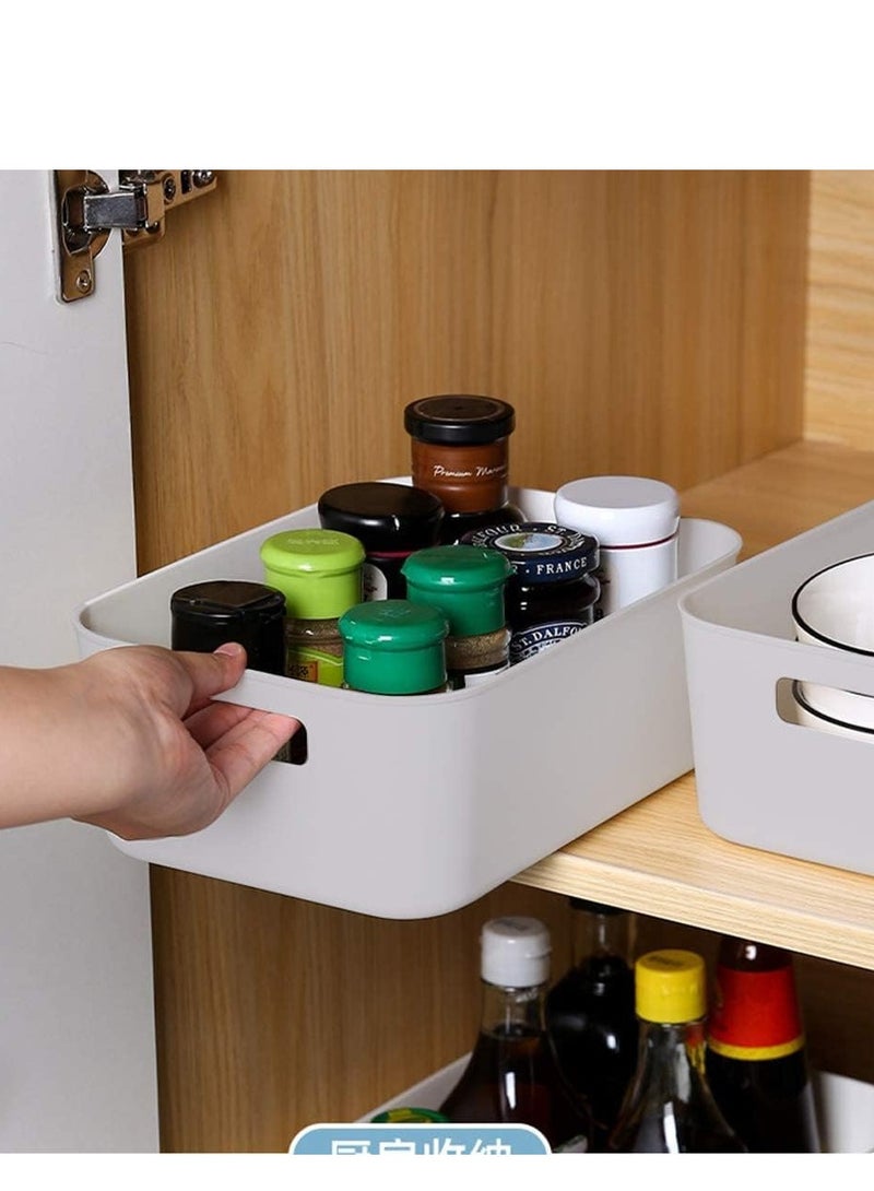 صندوق تخزين صغير، منظم خزانة سلة تخزين متين، سلال ألعاب، حاويات تخزين الطعام لتنظيم منظم سلة التخزين بمقابض، عبوة من 8 قطع - Image 2