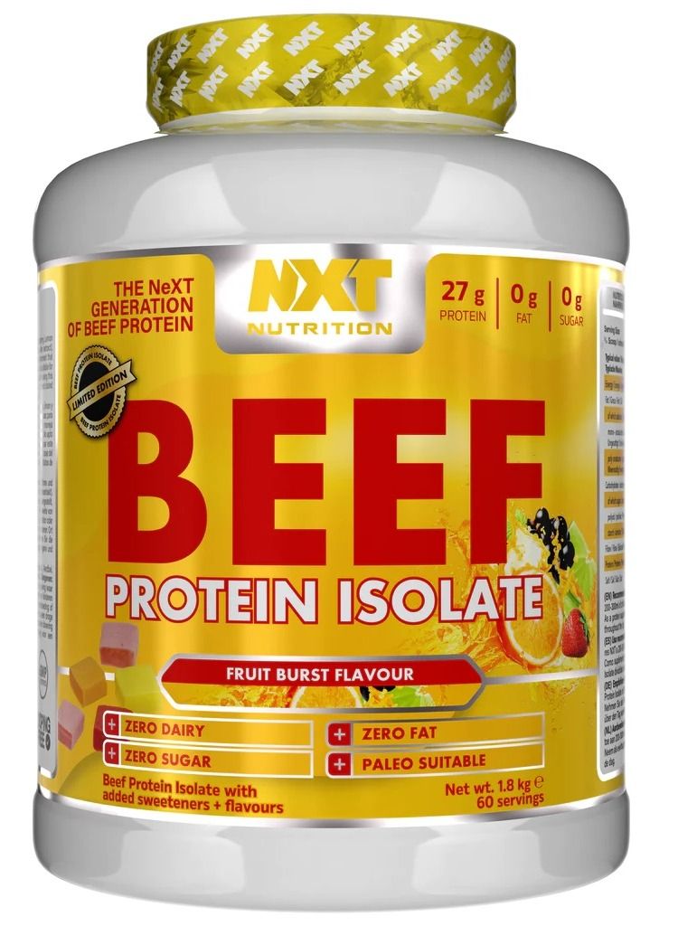 NXT Nutrition Beef Protein Isolate Juice Zero Dairy Fruit Burst 60 Servings 1800g - Image 1