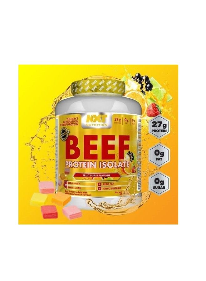 NXT Nutrition Beef Protein Isolate Juice Zero Dairy Fruit Burst 60 Servings 1800g - Image 3