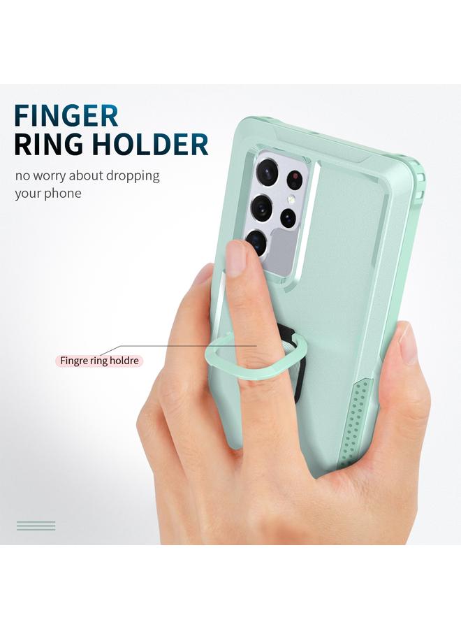 S-TOP Case For Samsung Galaxy S22 Ultra 5G 3 in 1 Ring Holder PC + TPU Phone Case - Image 4