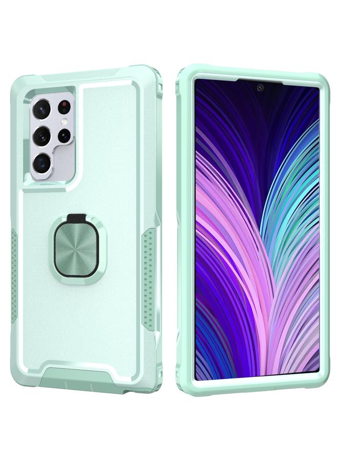 S-TOP Case For Samsung Galaxy S22 Ultra 5G 3 in 1 Ring Holder PC + TPU Phone Case - Image 2