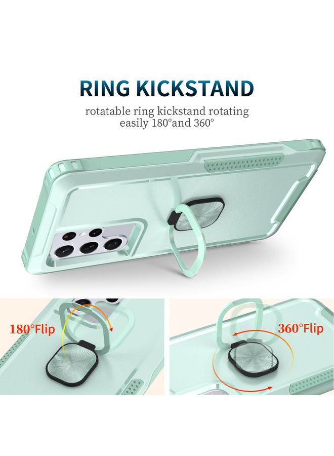 S-TOP Case For Samsung Galaxy S22 Ultra 5G 3 in 1 Ring Holder PC + TPU Phone Case - Image 5