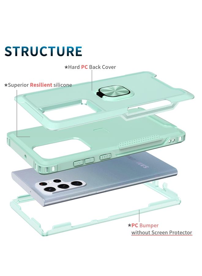 S-TOP Case For Samsung Galaxy S22 Ultra 5G 3 in 1 Ring Holder PC + TPU Phone Case - Image 3