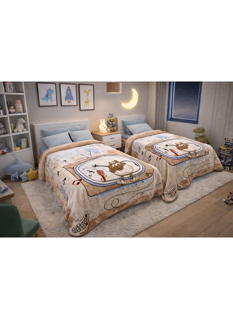 Kids blankets high quality color cafe for 2 beds