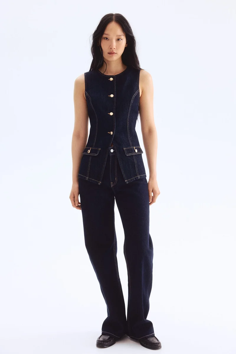 H&M Tapered-waist denim waistcoat