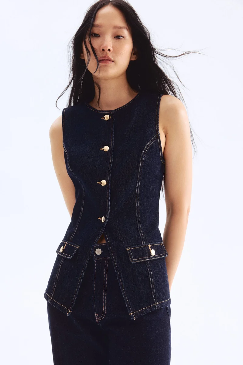 H&M Tapered-waist denim waistcoat