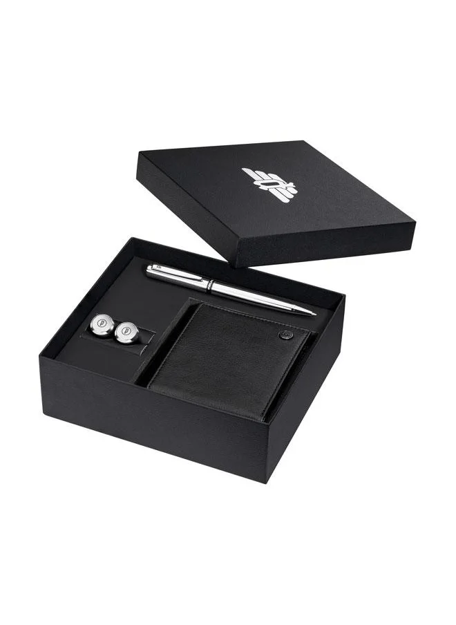بوليس Lato Gold Pen and Black Cufflinks Set Box for Men's