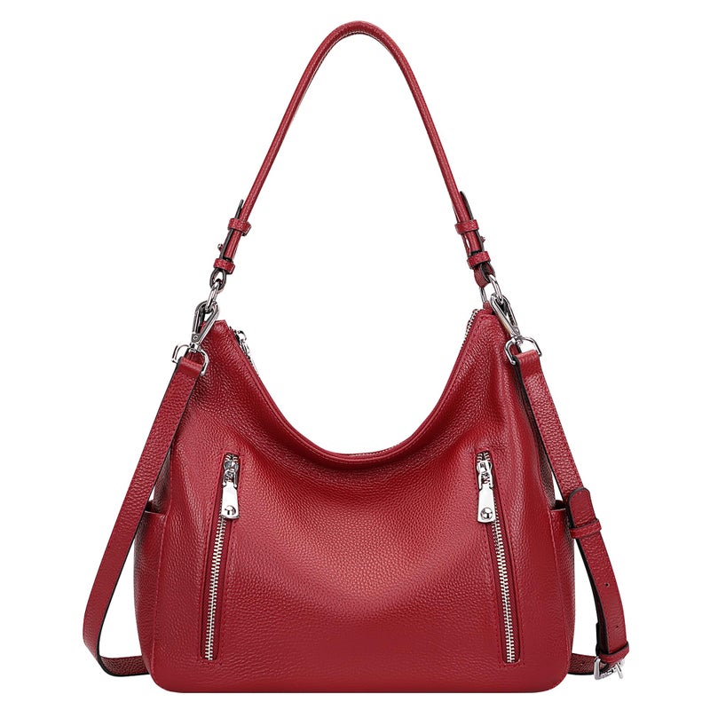 Over Earth Genuine Leather Purses and Handbags for Women Hobo Shoulder Bag Ladies Crossbody Bags MediumO150E UG Wine Red